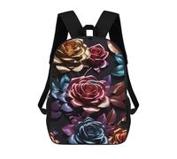 sinyumoney Rose Colorful 3d Children’s Backpack Girls Boys, Rucksack Bag, Daypack, Primary School, Perfect for Back to Kids School Or PE, Gifts And Travel 17inch