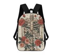 sinyumoney Rose Embraced Skeleton Backpacks Children's Backpacks School Bag 3D Printed Children's School Backpack Fashion Travel Backpacks for Kids Elementary Middle School 17inch