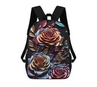 sinyumoney Rose Metallic Rainbow Backpack 3D Printed Kids School Backpack High Capacity Travel Backpacks Book Bags Kids Backpack 17inch