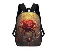 sinyumoney Rose Spider School Bag Bookbag 3D Printed Children's Backpacks for Kids Boy Girl Book Bags Kids School Bag Travel Rucksacks 17inch