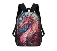 sinyumoney Rose Valtaria Pink Dragon Kids Backpack,School Backpack Kids School Bag 3D Printed Cartoon Large Capacity Backpack for Kids Boys And Girls 17inch