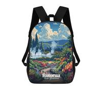 sinyumoney Rotorua New Zealand Landscape Art 3D Printed Children's School Backpack for Kids High Capacity Travel Rucksacks Book Bags Kids School Bag Back Pack 17inch