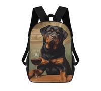 sinyumoney Rottweiler Enjoying Wine Backpack School Bag Lightweight Airport College Students Back Pack for Men/Women 17inch