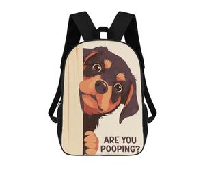 sinyumoney Rottweiler Peeking Are You Pooping Backpack School Bag Lightweight Schoolbag Dayback Bookbag College for Men/Women 17inch