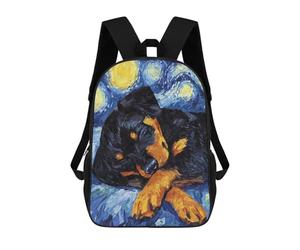 sinyumoney Rottweiler Puppy Sleeping Starry Night School Bags Large Lightweight Casual Backpack- Perfect for Travel, Work And Daily Use 17inch