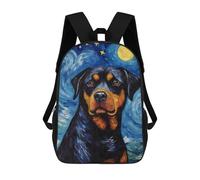 sinyumoney Rottweiler Starry Night Backpacks Kids School Backpack School Bag 3D Printed School Bag for Boys Elementary And Middle School Students 17inch