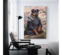 sinyumoney Rottweiler The Samurai Art Work for Home Walls Wall Decor Ready to Hang for Bathroom Toilet Decor Large Canvas Wall Art for Living Room 12x18inch(30x45cm)