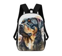 sinyumoney Rottweiler Watercolor Portrait Backpacks Kids School Backpack School Bag 3D Printed School Bag for Boys Elementary And Middle School Students 17inch