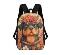 sinyumoney Rottweiler with Flowers Animal Backpacks Kids School Backpack School Bag 3D Printed School Bag for Boys Elementary And Middle School Students 17inch
