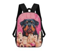 sinyumoney Rottweiler with Toilet Paper Painting Rottweiler Bathroom Poster Children's Backpack, 3D Printed School Backpack, Backpack for Boys Girls, Adjustable School Bag for Primary School 17inch