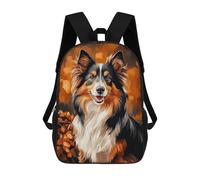 sinyumoney Rough Collie Dog Portrait in Autumn Backpack School Bag Business Laptop Rucksack Bag Unisex Casual Daypack for School/Work/Travel 17inch