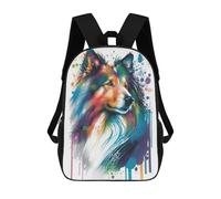 sinyumoney Rough Collie Style 2 Rucksack Lightweight Airport College Students Back Pack for Girls Boys Teenage 17inch