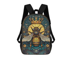 sinyumoney Royal Bee Stained Glass Art Backpack School Bag Large School Backpack for Boys - Perfect for Travel, Work And Daily Use 17inch