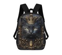 sinyumoney Royal Black Cat Portrait Children's Backpacks School Backpack 3D Printed Backpack for Kids Travel Rucksacks Book Bags Kids School Bag 17inch