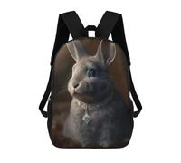 sinyumoney Royal Bunny Necklace Children's Backpack, 3D Printed School Backpack, Backpack for Boys Girls, Adjustable School Bag for Primary School 17inch