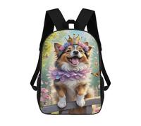 sinyumoney Royal Canine Princess Dress-Up 3D Printed 17 Inch School Backpack Casual Children's Backpacks 3D Printed for Boys Elementary And Middle