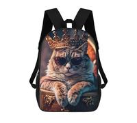sinyumoney Royal Cat Majesty Backpacks Kids Student Schoolbag,3D Printed Backpacks,Elementary And Middle School Students Backpacks for Boys Girls 17inch