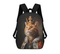 sinyumoney Royal Cat Portrait Painting-3 3D Printed Children's School Backpack for Kids Travel Rucksacks Book Bags Kids School Bag 17inch