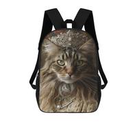 sinyumoney Royal Cat Portrait Rucksacks 3D Printed Children 17inch Backpacks Fashion Casual Daypack Travel Bags Outdoor Casual Daypack for Boy And Girl