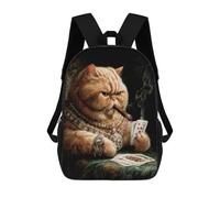 sinyumoney Royal Cat Smoking Cigar Backpack School Bag Daypacks Business Backpack Water Resistant Bookbag for Girls Boys Teenage 17inch