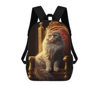 sinyumoney Royal Cat Throne Decor-1 Backpack 3D Print Kids Bag Elementary Students Daypack Lightweight School Bag for Children Girls Boys Nursery Lunch Pack 17inch