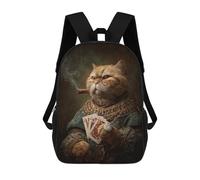 sinyumoney Royal Cat with Cigar And Cards-2 Backpack School Bag Computer Rucksack for School/Work/Travel for Camping Outdoor Adventures And Daily Travel 17inch