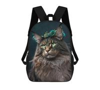 sinyumoney Royal Cat with Floral Crown School Backpack 3D Printed School Bags Boys Girls Laptop Backpack for Kids/Students/Adults 17inch