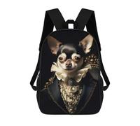 sinyumoney Royal Chihuahua 3D Printed 17 Inch School Backpack Children's Backpacks 3D Printed Cool Knapsack for Boys Elementary And Middle