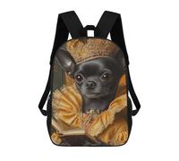 sinyumoney Royal Chihuahua in Golden Elegance Chihuahua Queen Children's Backpacks School Backpack 3D Printed for Kids Travel Rucksacks Book Bags Kids 17inch School Bag