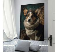 sinyumoney Royal Corgi Portrait-3 Custom Canvas Prints for Living Room Kitchen Home Decorations Wall Art Canvas 16x24inch(40x60cm)