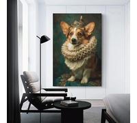 sinyumoney Royal Corgi Portrait Custom Canvas Prints for Living Room Kitchen Home Decorations Wall Art Canvas 16x24inch(40x60cm)