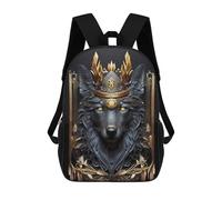 sinyumoney Royal Crown Wolf Art Deco School Bags Work Laptop Backpack Rucksack Bag- Perfect for Travel, Work And Daily Use 17inch