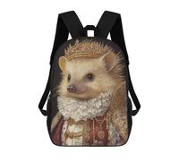 sinyumoney Royal Hedgehog Portrait-2 Kids Backpack,School Backpack Kids School Bag 3D Printed Cartoon Large Capacity Backpack for Kids Boys And Girls 17inch