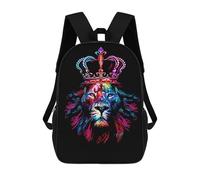 sinyumoney Royal Lion Art Print Backpacks Kids School Backpack School Bag 3D Printed School Bag for Boys Elementary And Middle School Students 17inch