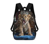 sinyumoney Royal Lion Cub Throne Backpack School Bag Lightweight Airport College Students Back Pack for School/Work/Travel 17inch