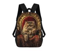 sinyumoney Royal Persian Cat Throne-10 Backpacks 3D Printed 17inch Kids School Backpack Outdoor Casual Daypack Casual Travel Bags for Middle School Students