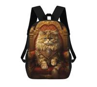 sinyumoney Royal Persian Cat Throne Kids Backpacks Children Bag,Anime Bag,Large Capacity Kids Backpack, 3D Printed Children's,Student Schoolbag,Kids Boys Girls School Bag 17inch