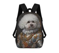 sinyumoney Royal Poodle Armor Portrait Backpack School Bag Lightweight Casual Daypack School Backpacks for School/Work/Travel 17inch