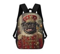 sinyumoney Royal Pug Christmas Art Print Children's Backpacks School Backpack 3D Printed for Kids Travel Rucksacks Book Bags Kids 17inch School Bag
