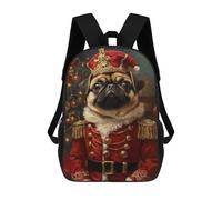 sinyumoney Royal Pug Christmas Ornament School Backpack Lightweight Airport College Students Back Pack for Boys/Girls/Teenagers 17inch