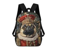 sinyumoney Royal Pug Christmas Portrait Rucksack School Secondary High School College Backpack Travel for Campus Outdoor Travel Sports 17inch