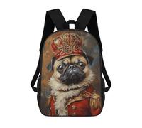 sinyumoney Royal Pug Portrait Art Print-1 Backpack School Bag High Secondary School Bags Casual Backpack for Teenage Girls Boys Women Men 17inch
