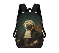sinyumoney Royal Pug Portrait Art Print -1 Backpack School Bag Lightweight Casual Daypack School Backpacks for Teenage Girls Boys Women Men 17inch