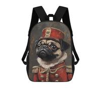 sinyumoney Royal Pug Portrait Painting Children's Backpacks School Backpack 3D Printed for Kids Travel Rucksacks Book Bags Kids 17inch School Bag