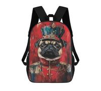 sinyumoney Royal Pug Portrait Print Backpack School Bag High Secondary School Bags Casual Backpack for Teenage Girls Boys Women Men 17inch