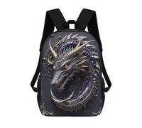 sinyumoney Royal Silver Cyber Dragon 17 Inch Backpacks Kids Schoolbag,3D Printed Elementary And Middle School Students Backpacks for Boys Girls