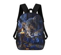 sinyumoney Royal Tiger Cub Crowned 3D Printed Children's 17 Inch Backpacks 3D Printed Casual School Bag for Boys Elementary And Middle