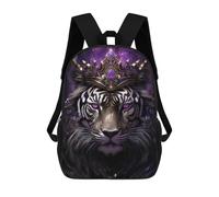 sinyumoney Royal Tiger Majesty 3D Printed School Bag Children's School Backpack Schoolbags Travel Backpacks Casual Fashion Bag for Kids School Students 17inch