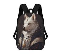 sinyumoney Royal Wolf Portrait Artwork School Backpack for Girls 17inch Casual Daypack Lightweight Rucksack Boy Girl Backpack for Middle School Students