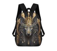 sinyumoney Royal Wolf Portrait Kids Backpacks,3D Personalized School Bookbags for Boys Girls Large Schoolbags Casual Daypack 17inch